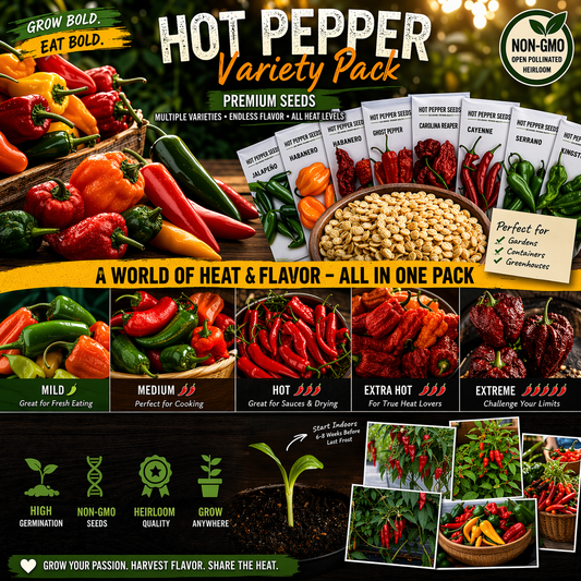 700+ Hot Pepper Seeds Variety Pack Non-GMO Spicy Chili Garden Kit