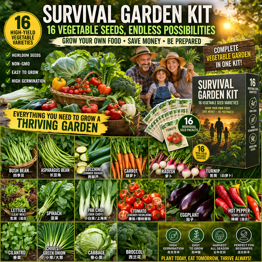Survival Garden Kit 16 Variety Vegetable Seeds Grow Your Own Food
