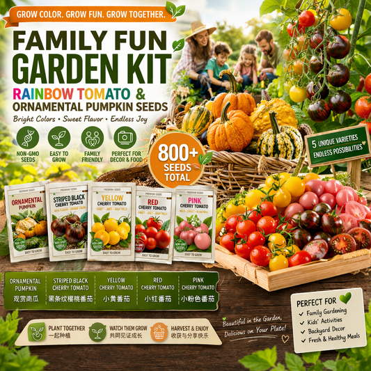 800+ Family Fun Garden Kit Non-GMO Tomato & Pumpkin Seeds