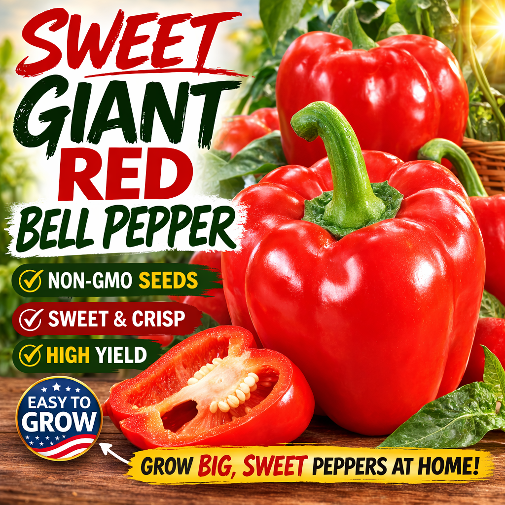 Giant Red Bell Pepper Seeds 50+ Non-GMO Sweet High Yield Easy Grow