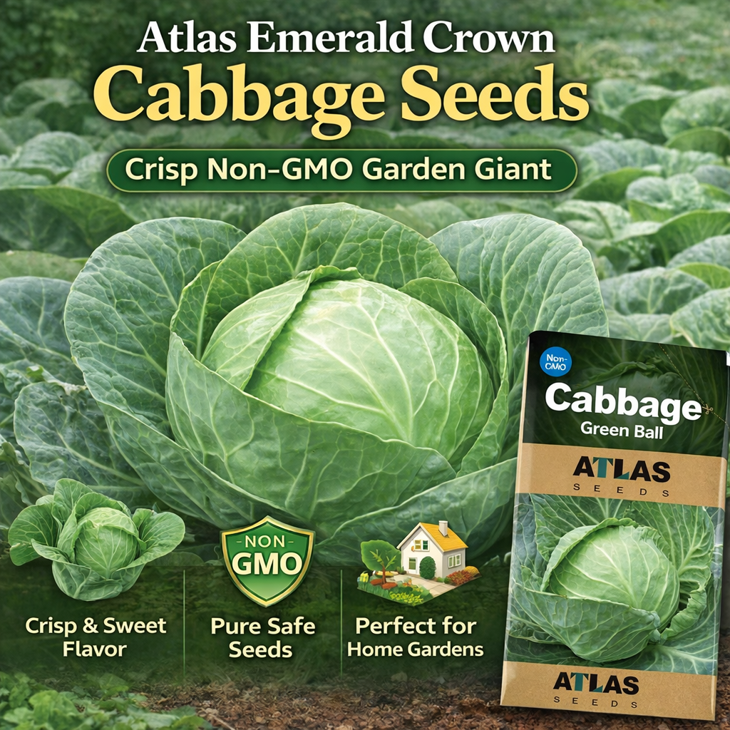 Emerald Ball Cabbage – Premium Non-GMO Garden Seeds 200+