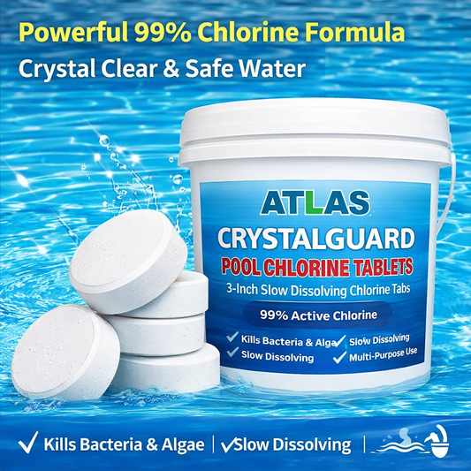 Atlas AquaShield Pool Chlorine Tablets  99% Active Chlorine • Long-Lasting Water Protectio