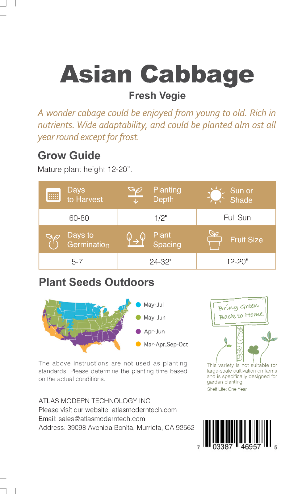 Chinese Cabbage Seeds 200+ Non-GMO Crisp Sweet Easy Grow